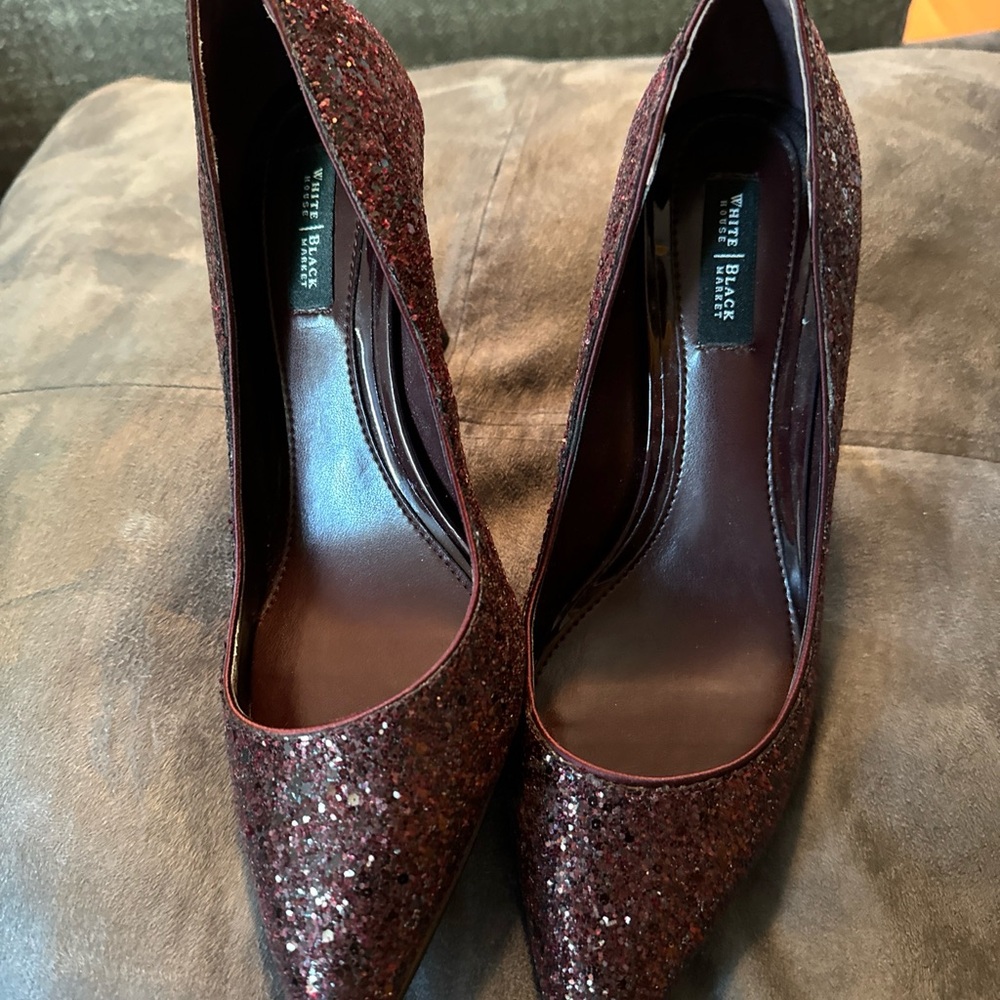 White House black market glitter high heels shoes sz 7.5 - Picture 5 of 8